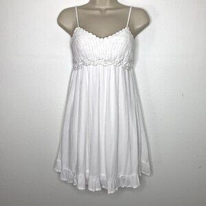 RSQ Babydoll Dress Small CROCHET GAUZE White Beach Festival Boho Cottagecore Y2K